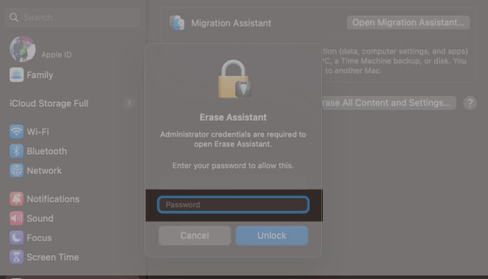 Sign in with your administrator login, enter the password to log in to your Mac