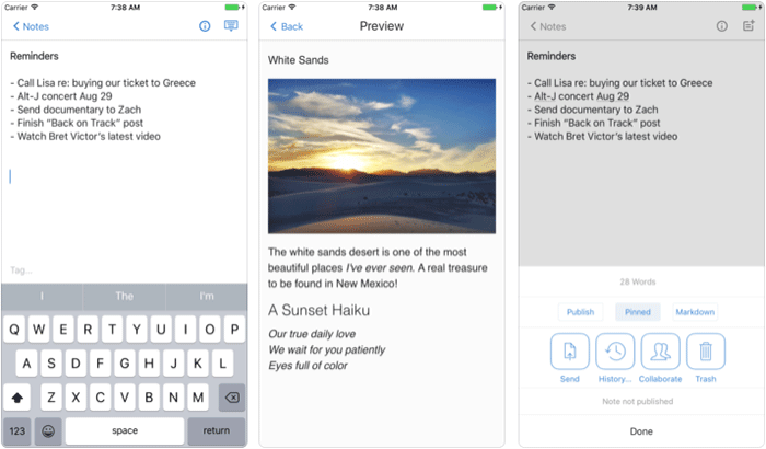 Simplenote iPhone and iPad App Screenshot