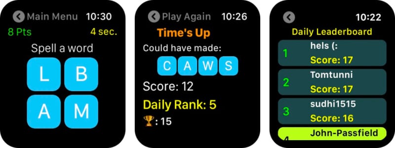 Snappy Word Word Puzzle Game for Apple Watch