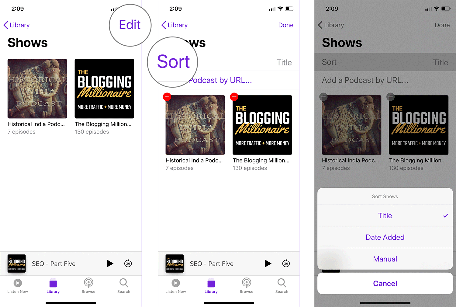 How to Sort Podcasts in Podcasts App on iPhone or iPad - 22