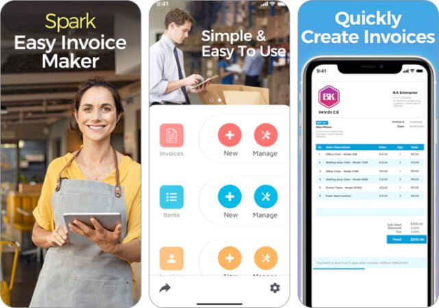 Spark invoice maker iPhone and iPad app