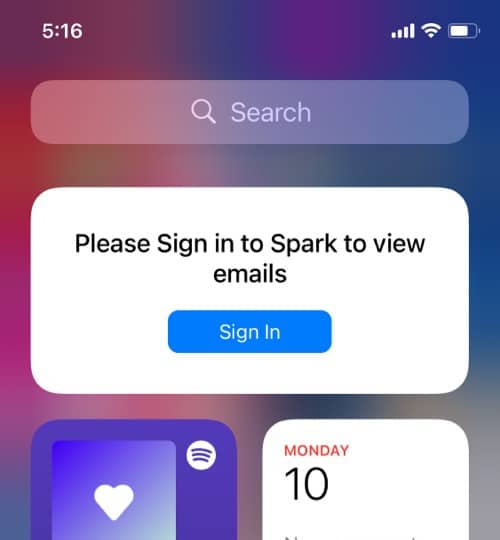 Spark mail third party widget for iOS 14