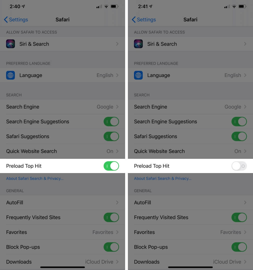 Stop Safari from Preloading Top Hits on iPhone or iPad