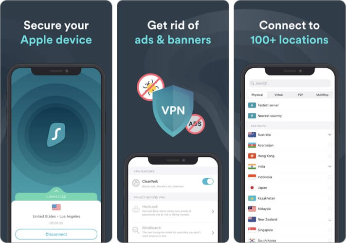 Surfshark VPN Security iPhone and iPad App Screenshot