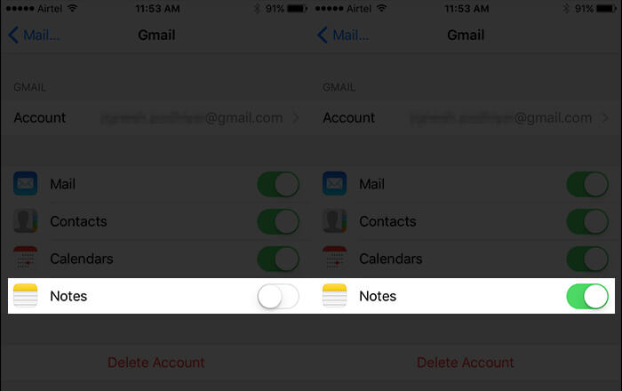 Sync iPhone Notes to Gmail