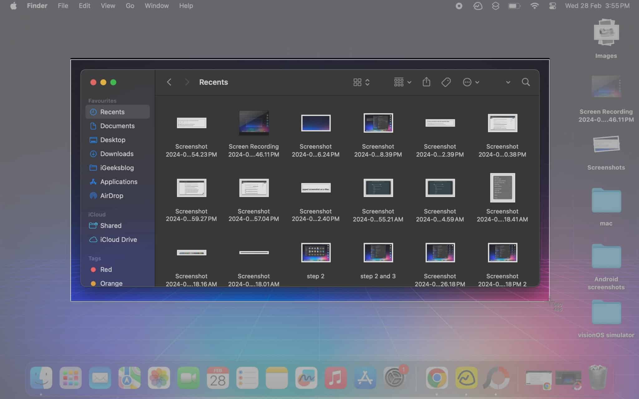 Take a cropped screenshot on Mac with keyboard shortcut