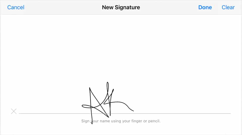 Tap Done on iPhone or Mac to save the signature