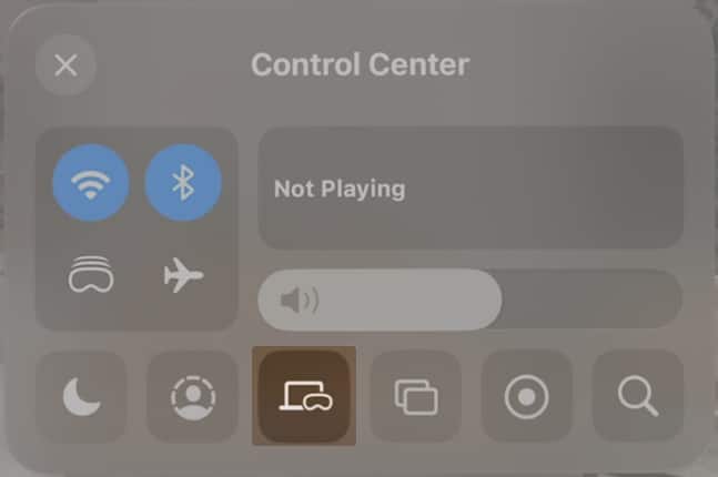 Tryck på Mac Virtual Display-knappen i Vision Pro