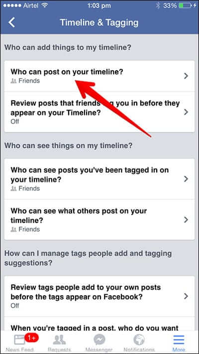 Stop Others from Posting on Your Facebook Timeline on iPhone - 82