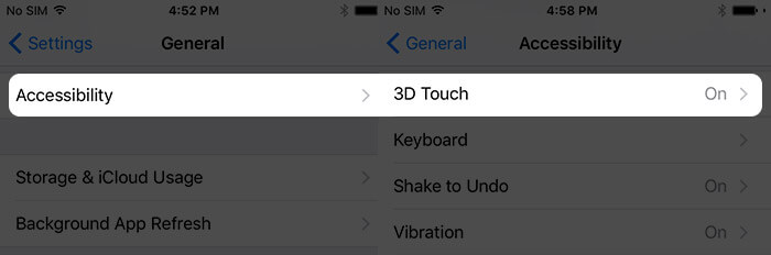 Tap on Accessibility Then 3D Touch on iPhone
