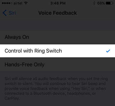 Tap on Control Siri With Ring Switch