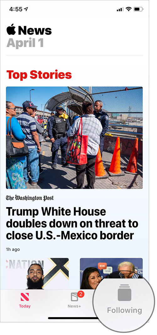 Tap on Following Tab in Apple News App