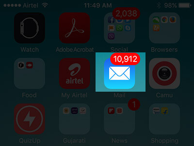 Tap on Mail App on iPhone