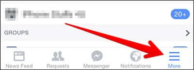Tap on More in iPhone Facebook App