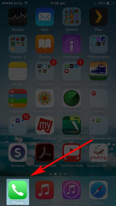 Tap on Phone App on iPhone