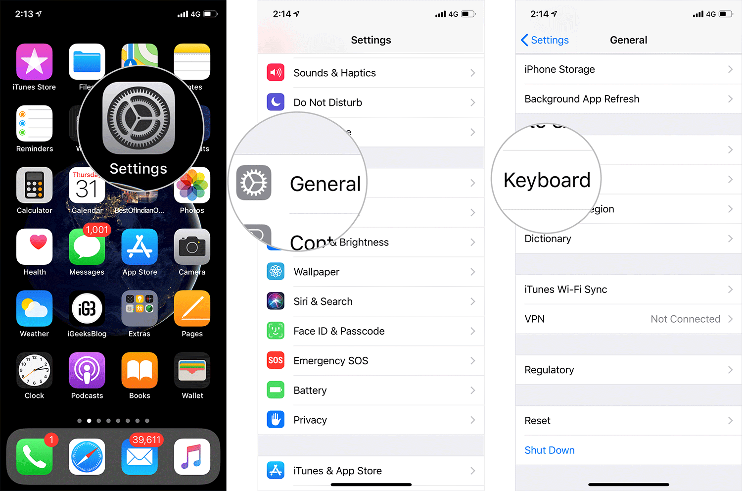 Tap on Settings, General then Keyboard on iPhone or iPad