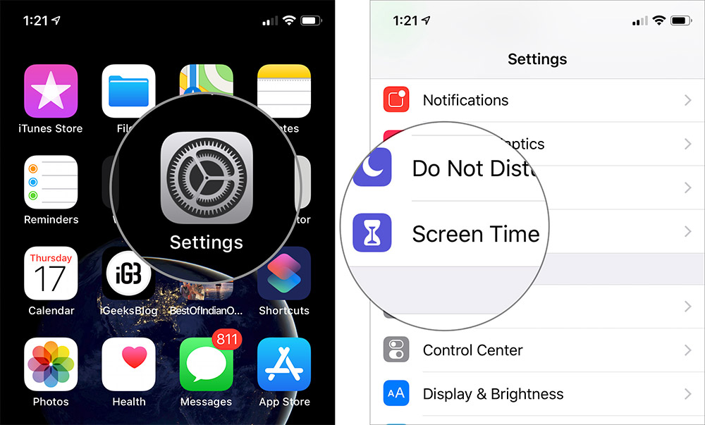 Tap on Settings Then Tap on Screen Time on iPhone