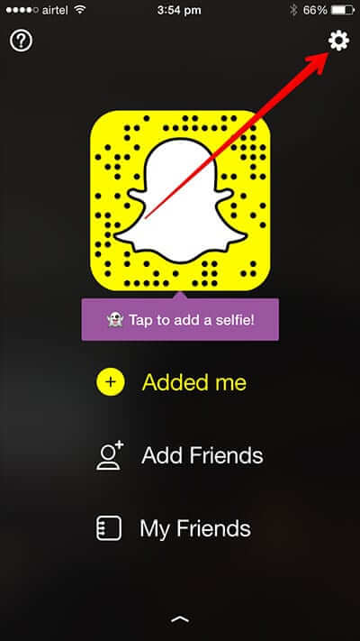 Tap on Settings in Snapchat on iPhone