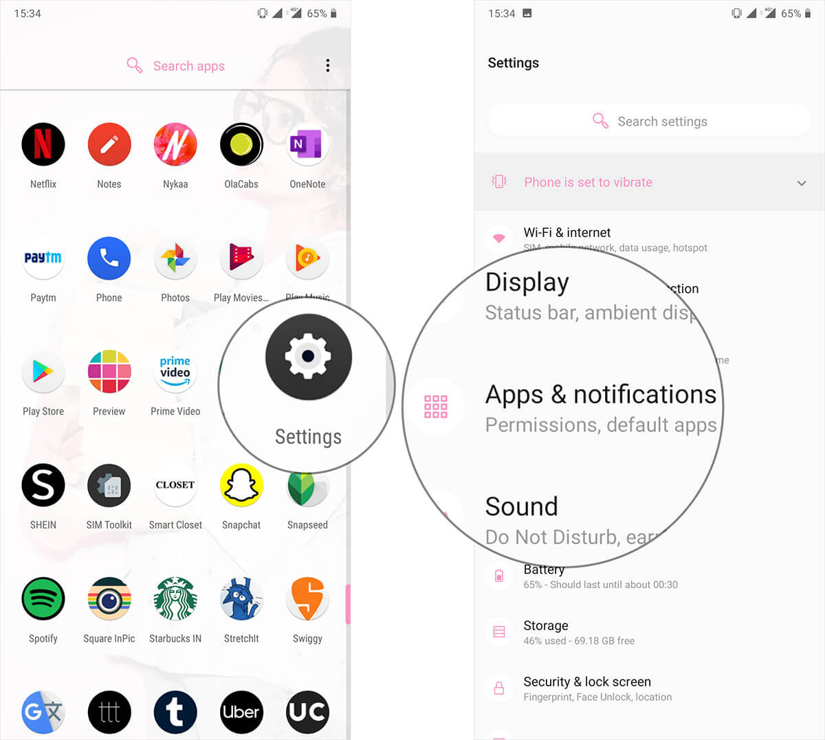Tap on Settings then Apps  Notifications on Android Phone