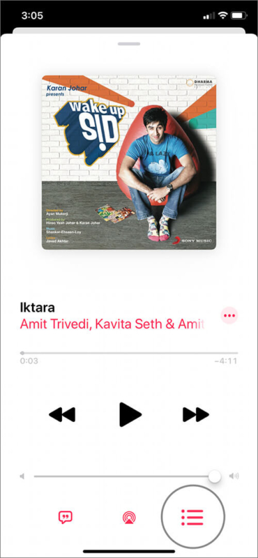 Tap on three horizontal lines to bring shuffle button in music app
