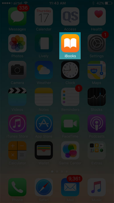 Tap on iBooks App on iPhone