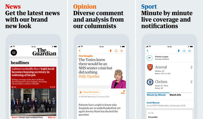 The Guardian News iPhone and iPad App Screenshot