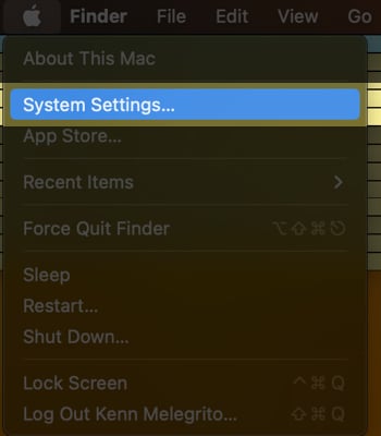 To reset Mac go to Apple logo tap on System Settings
