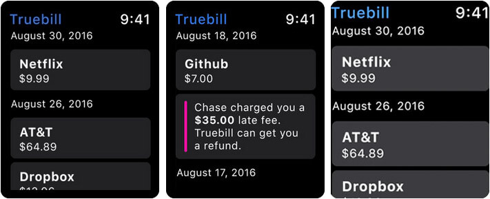 Truebill Budget & Bill Tracker Apple Watch App Screenshot