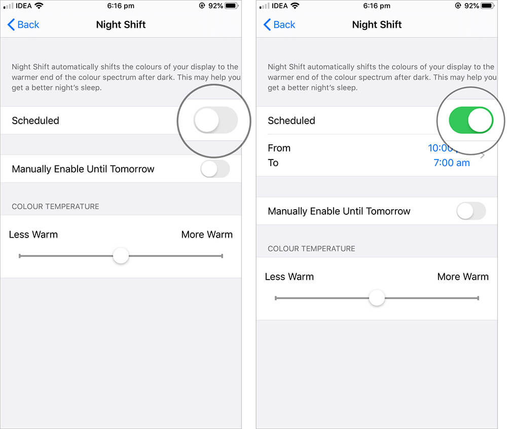 Turn ON Night Shift Mode on iPhone and iPad
