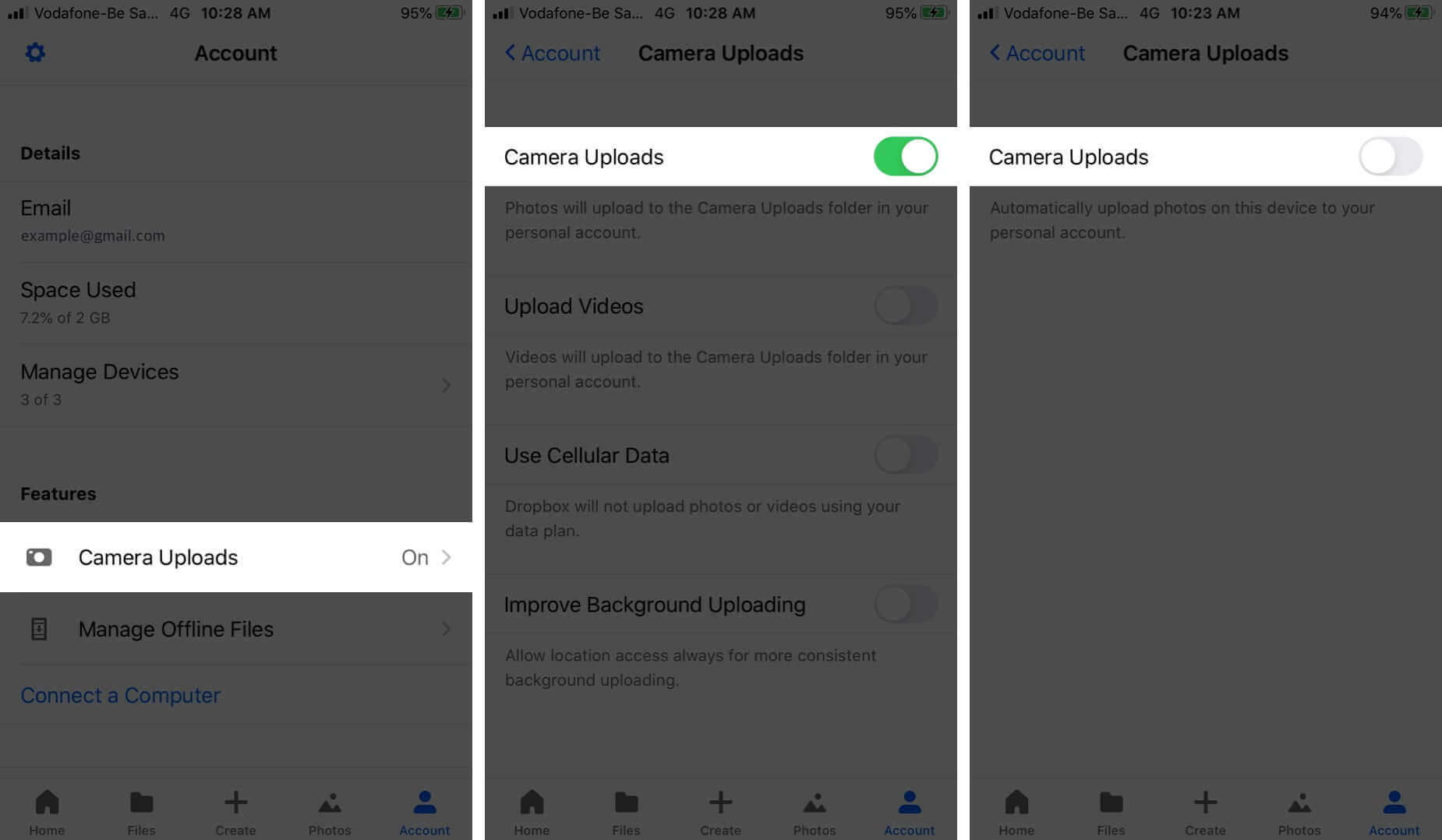 Turn Off Automatic Camera Uploads in Dropbox on iPhone