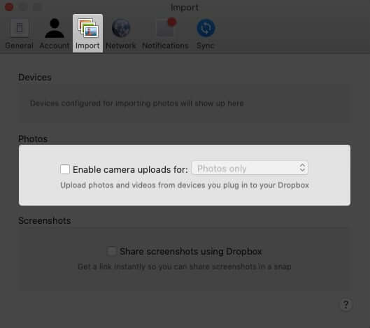 Turn Off Dropbox Automatic Camera Uploads on Mac