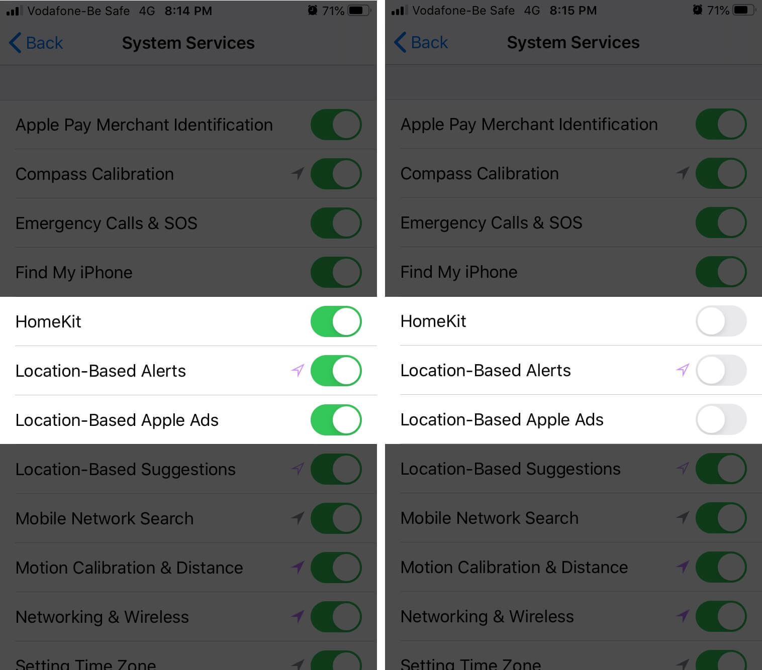 Turn Off Location for Unused System Services on iPhone