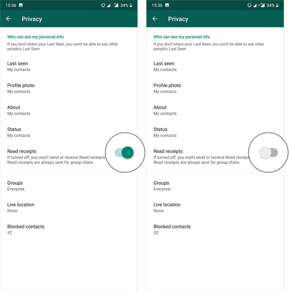 Turn Off Read Receipt in WhatsApp on Android