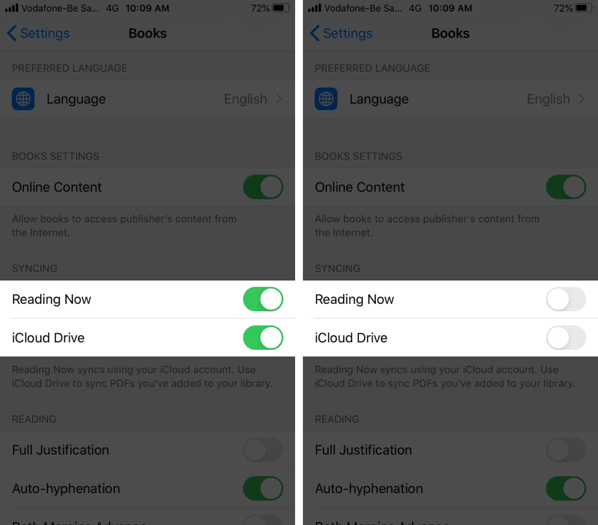 Turn Off Reading Now and iCloud Drive Sync on iPhone
