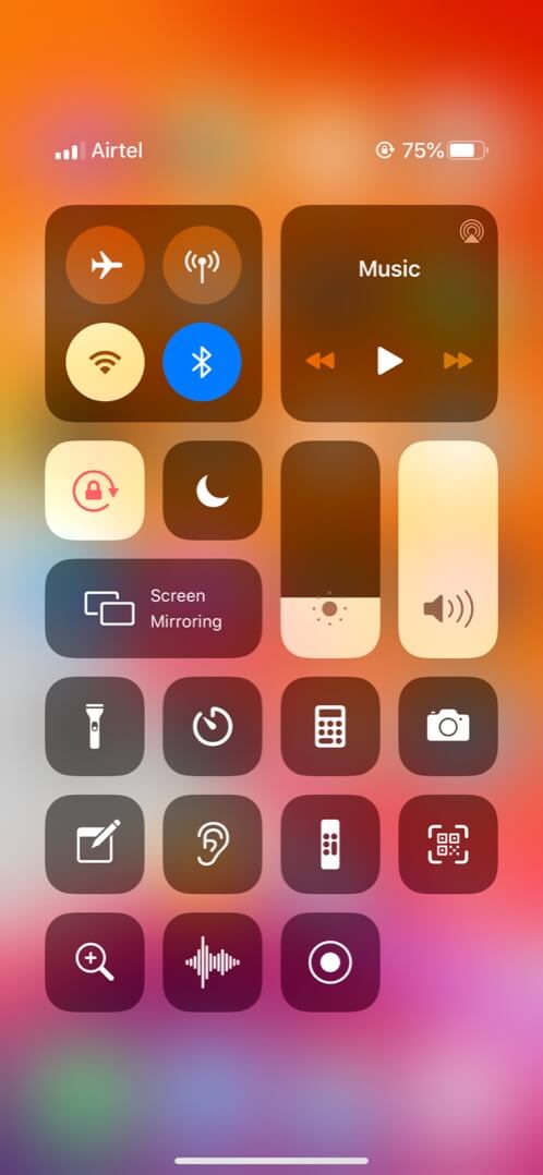 Turn Off Wi-Fi and Mobile Data from Control Centre on iPhone