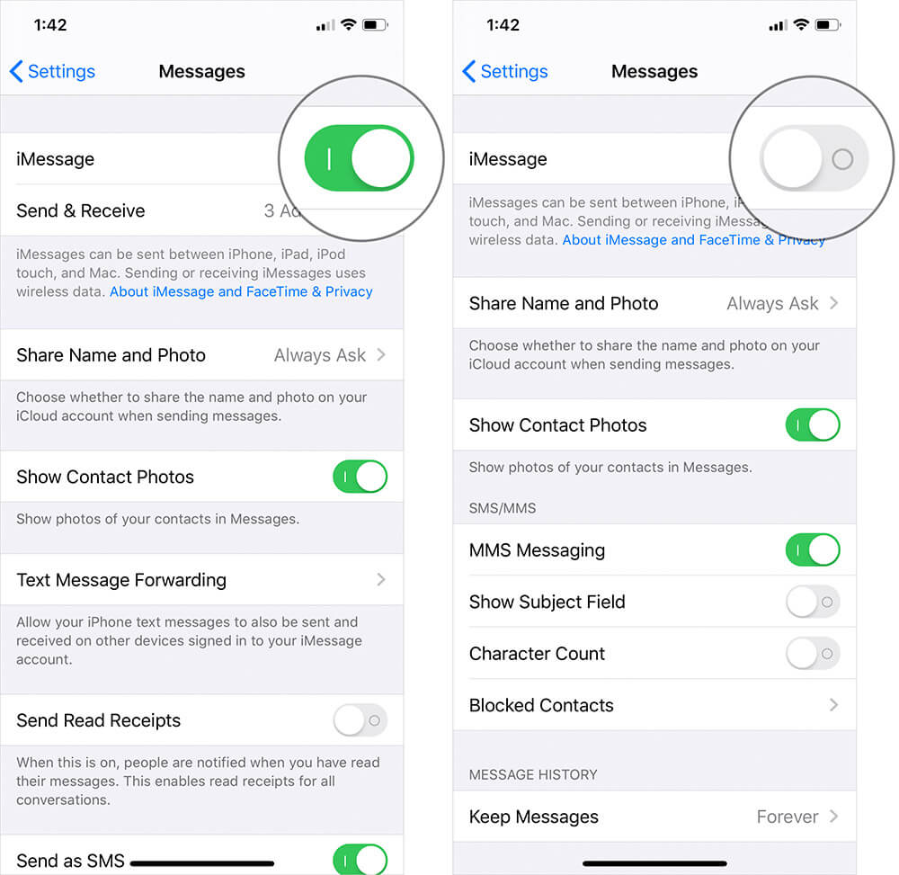 Turn Off iMessage on iPhone or iPad