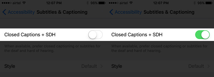 Turn On Closed Captions Plus SDH on iPhone