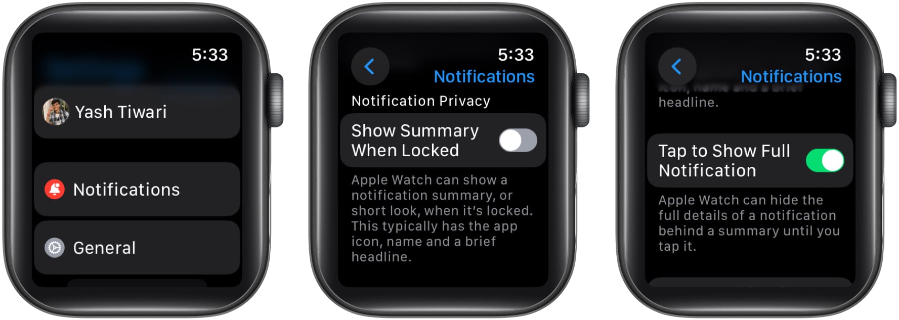Matikan pemberitahuan skrin kunci pada Apple Watch