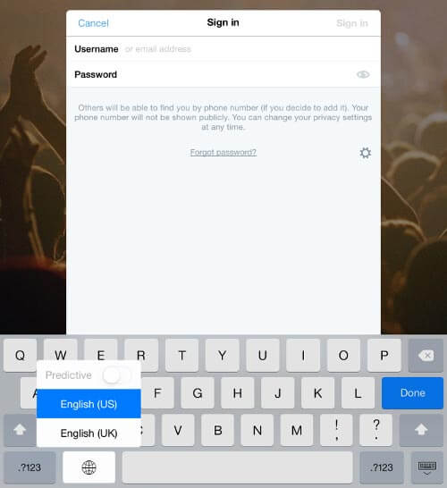 Turn on Allow Full Access to iOS 8 Keyboards