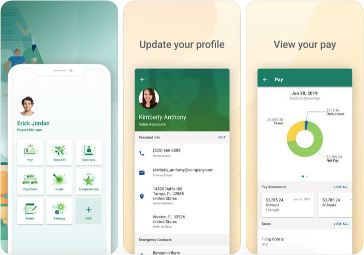 UltiPro iPhone and iPad HR Management App Screenshot