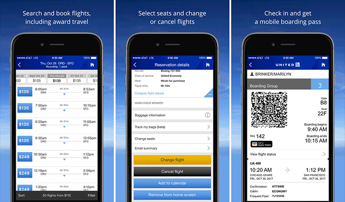 United Airlines iPhone App Screenshot