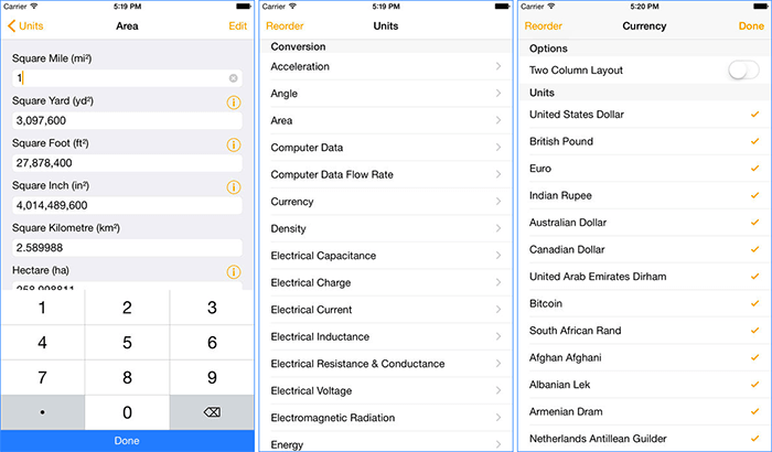 Units – Free Unit Converter iPhone App Screenshot