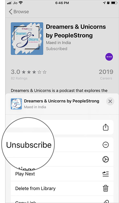 Unsubscribe from Shows in Podcasts App on iPhone