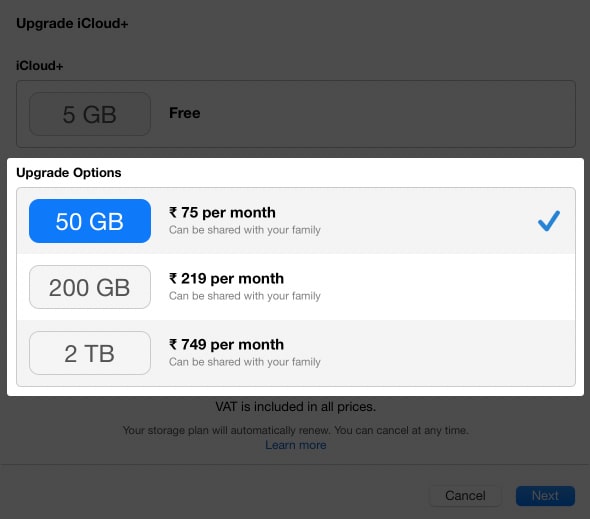 Upgrade iCloud plus on your Mac