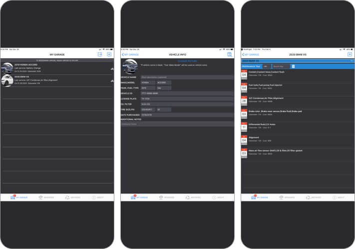 Vehicle managment tracker iphone car maintenance app screenshot Vehicle Managment Tracker iPhone Car maintenance app screenshot