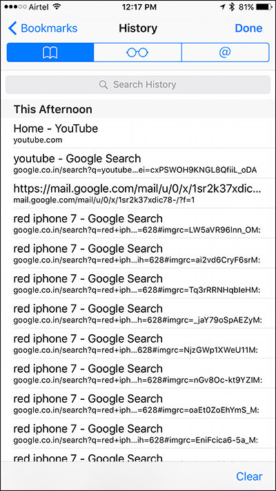 View Safari Browsing History on iPhone
