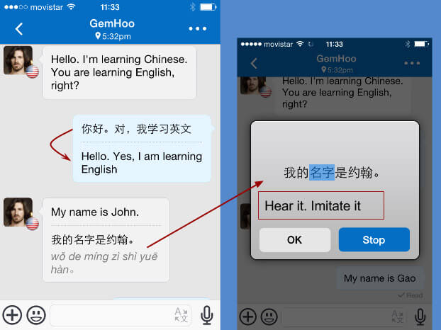Voice to Text with Comments in HelloTalk iPhone App