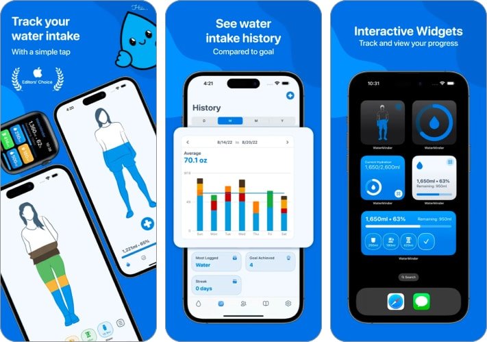 WaterMinder best New Year resolution app for iPhone and iPad
