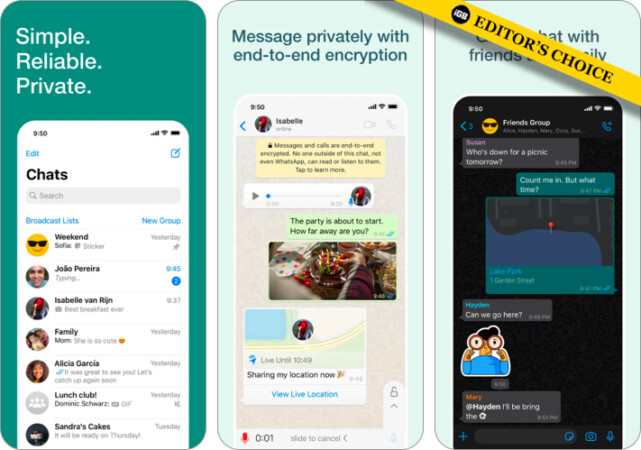 WhatsApp Messenger iMessage alternative