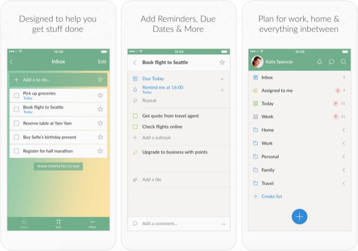 Wunderlist HR Management iOS App Screenshot